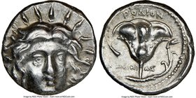 CARIAN ISLANDS. Rhodes. Ca. 250-205 BC. AR didrachm (19mm, 12h). NGC Choice XF. Ca. 225-205 BC, Ameinias, magistrate. Radiate facing head of Helios, t...