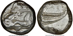 LYCIA. Phaselis. Ca. 500-440 BC. AR stater (19mm, 10.88 gm, 11h). NGC XF 5/5 - 4/5. Prow of galley left in the form of a forepart of a boar, three shi...