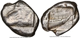 LYCIA. Phaselis. Ca. 500-440 BC. AR stater (23mm, 6h). NGC Choice Fine. Prow of galley left in the form of a forepart of a boar, three shields above /...