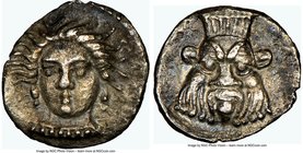 CILICIA. Uncertain mint. Ca. 4th century BC. AR obol (9mm, 8h). NGC Choice XF. Female head (Arethusa?) facing, turned slightly left, wearing pearl nec...