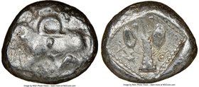 CYPRUS. Uncertain mint. Ca. early 5th century BC. AR stater (20mm, 4h). NGC Choice Fine. Ram walking left; ankh superimposed above, RA (Cypriot) below...