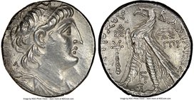 SELEUCID KINGDOM. Antiochus VII Euergetes-Sidetes (138-129 BC). AR tetradrachm (26mm, 12h). NGC XF. Tyre, dated Seleucid Era 183 (130/29 BC). Diademed...