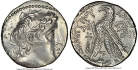 SELEUCID KINGDOM. Demetrius II Nicator (second reign, 129-125 BC). AR tetradrachm (26mm, 12h). NGC Choice XF. Tyre, dated Seleucid Era 184 (129/8 BC)....