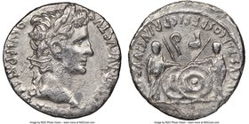 Augustus (27 BC-AD 14). AR denarius (18mm, 1h). NGC VF. Lugdunum, 2 BC-AD 4. CAESAR AVGVSTVS-DIVI F PATER PATRIAE, laureate head of Augustus right / A...