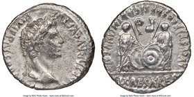 Augustus (27 BC-AD 14). AR denarius (19mm, 8h). NGC VF. Lugdunum, 2 BC-AD 4. CAESAR AVGVSTVS-DIVI F PATER PATRIAE, laureate head of Augustus right / A...