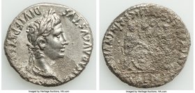 Augustus (27 BC-AD 14). AR denarius (19mm, 3.36 gm, 1h). XF, corroded. Lugdunum, 2 BC-AD 4. CAESAR AVGVSTVS-DIVI F PATER PATRIAE, laureate head of Aug...