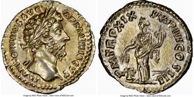 Marcus Aurelius (AD 161-180). AR denarius (18mm, 3.54 gm, 12h). NGC Choice AU 5/5 - 4/5. Rome, August-December AD 165. M ANTONINVS AVG-ARMENIACVS, lau...