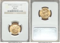 Victoria gold "St. George" Sovereign 1879-M MS62 NGC, Melbourne mint, KM7. AGW 0.2353 oz. 

HID09801242017