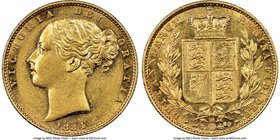 Victoria gold "Shield" Sovereign 1884-M AU55 NGC, Melbourne mint, KM6. AGW 0.2353 oz. 

HID09801242017