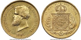 Pedro II gold 10000 Reis 1885 AU55 NGC, Rio de Janeiro mint, KM467. AGW 0.2643 oz. 

HID09801242017