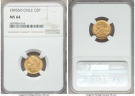 Republic gold 5 Pesos 1895-So MS64 NGC, Santiago mint, KM153.

HID09801242017