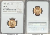 Republic gold 4 Pesos 1916 MS62 NGC, Philadelphia mint, KM18.

HID09801242017