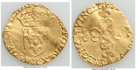 Henri III (1574-1589) gold Ecu d'Or au Soleil ND (1575-1589)-B Good VF (clipped, surface hairlines), Rouen mint, Fr-386, Dup-1121A. 22mm. 2.63gm. • HE...