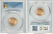 Republic gold 10 Francs 1914 MS65 PCGS, Paris mint, KM846, Gad-1017. 

HID09801242017