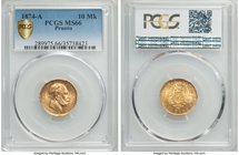 Prussia. Wilhelm I gold 10 Mark 1874-A MS66 PCGS, Berlin mint, KM504.

HID09801242017
