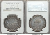 Central American Republic 8 Reales 1840 NG-MA AU50 NGC, Guatemala City mint, KM4. Lavender, purple and gold toning, some flatness in strike noted in l...