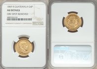 Republic gold 4 Pesos 1869-R AU Details (Obverse Spot Removed) NGC, KM187. Mintage: 20,000. Three year type. AGW 0.1903 oz. 

HID09801242017