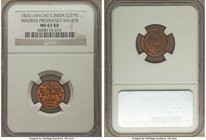 British India. Madras Presidency Pie AH 1240 (1825) MS63 Red and Brown NGC, London mint, KM428. Electric purple tone is detectable around the reverse ...