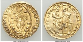 Venice. Andrea Gritti gold Ducat ND (1523-1539) XF, Fr-1246. 20.7mm. 3.48gm. AND GRITI DVX | • SM • VЄNЄTI, St. Mark standing right presenting banner ...