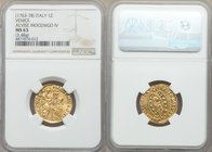 Venice. Alvise Mocenigo IV gold Zecchino ND (1763-1778) MS63 NGC, KM671. 3.48gm. ALOY • MOCEN • | S | • M | • V | E | N | E | T • / SIT • T • XPE • DA...