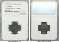 Philip V Pair of Certified Assorted Reales NGC, 1) Real 1739 Mo-MF - VF Details (Environmental Damage), Mexico City mint, KM75.1 2) 2 Reales 1736/5 Mo...