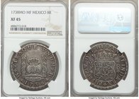 Philip V 8 Reales 1738 Mo-MF XF45 NGC, Mexico City mint, KM103.

HID09801242017