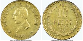 Oaxaca. Revolutionary gold 10 Pesos 1915-TM AU55 NGC, Oaxaca mint, KM752.

HID09801242017