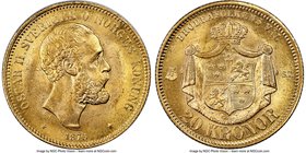 Oscar II gold 20 Kronor 1875-ST MS63 NGC, KM733. Lustrous and choice. AGW 0.2593 oz. 

HID09801242017