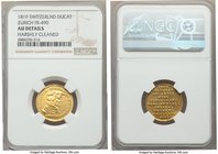 Zurich. City gold Medallic "Zwingli" Ducat 1819 AU Details (Harshly Cleaned) NGC, KMX-M2, Fr-490, HMZ-2-1171b. An iconic Reformation commemorative typ...