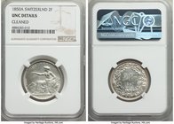 Confederation 2 Francs 1850-A UNC Details (Cleaned) NGC, Paris mint, KM10. Still displaying traces of cartwheel luster beneath just minor hairlines. 
...