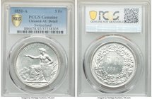 Confederation 5 Francs 1851-A AU Details (Cleaned) PCGS, Paris mint, KM11.

HID09801242017