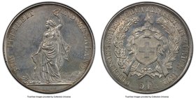 Confederation "Zurich Shooting Festival" 5 Francs 1872 MS61 PCGS, KMX-S11, Dav-385. Mintage: 10,000. Cloudy white surfaces with underlying prooflike f...