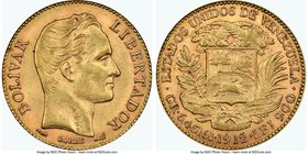 Republic gold 20 Bolivares 1912 AU58 NGC, Paris mint, KM-Y32. AGW 0.1867 oz. 

HID09801242017