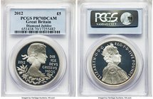 Elizabeth II Pair of Certified Proof Crowns PCGS, 1) Great Britain: 5 Pounds 2012 - PR70 Deep Cameo, PCGS 2) New Zealand: Crown 1953 - PR66 Cameo Sold...
