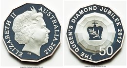 British Commonwealth. Elizabeth II 3-Piece silver "Diamond Jubilee" Proof Set 2012, 1) Australia: 50 Cents 2) Canada: 20 Dollars 3) Great Britain: 5 P...
