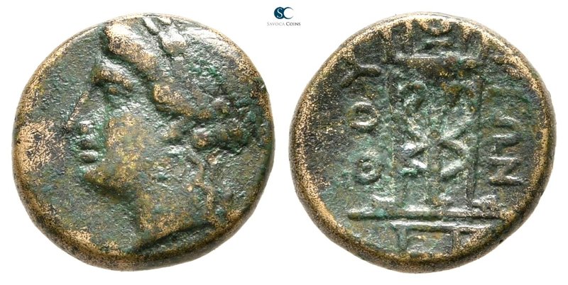 Lucania. Thourioi 213-207 BC. 
Bronze Æ

11 mm., 1,67 g.



very fine