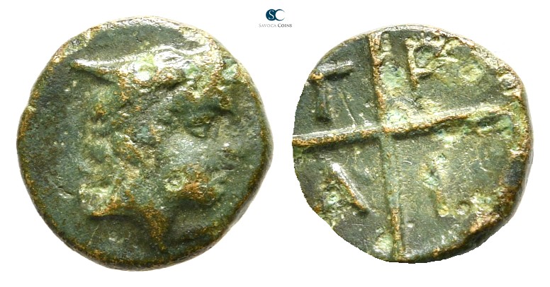 Macedon. Tragilos 450-400 BC. 
Bronze Æ

9 mm., 0,79 g.



very fine