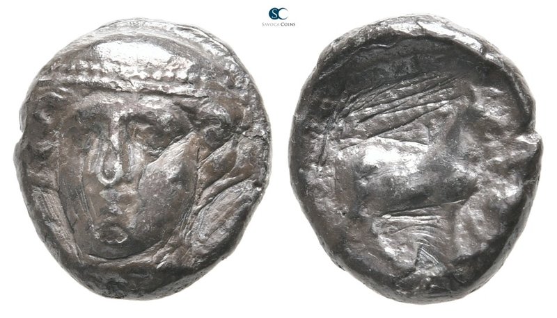 Thrace. Ainos 396-393 BC. 
Drachm AR

12 mm., 2,33 g.



nearly very fine