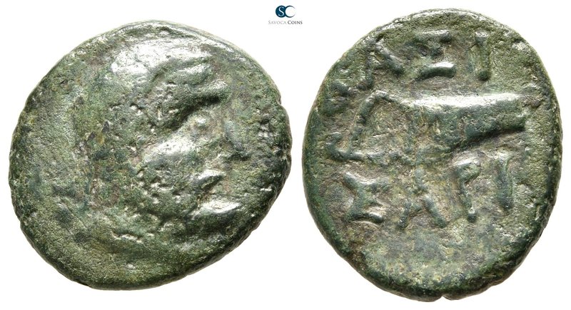 Kings of Scythia. Sariakos 179-150 BC. 
Bronze Æ

18 mm., 3,75 g.



very...