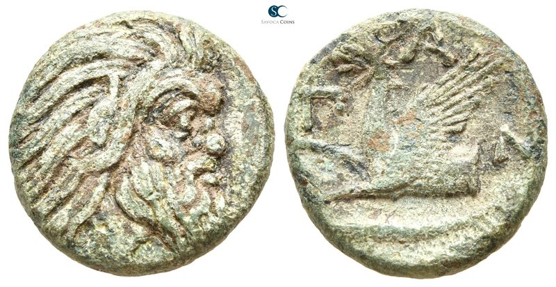 Cimmerian Bosporos. Pantikapaion 310-303 BC. 
Bronze Æ

21 mm., 6,29 g.


...
