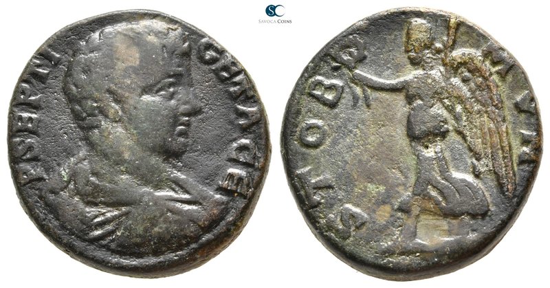 Macedon. Stobi. Geta as Caesar AD 197-209. 
Bronze Æ

25 mm., 11,35 g.


...