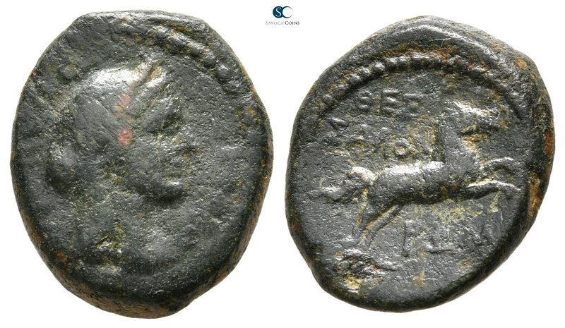 Macedon. Thessalonica. Mark Antony and Octavian 37 BC. 
Bronze Æ

19 mm., 4,9...