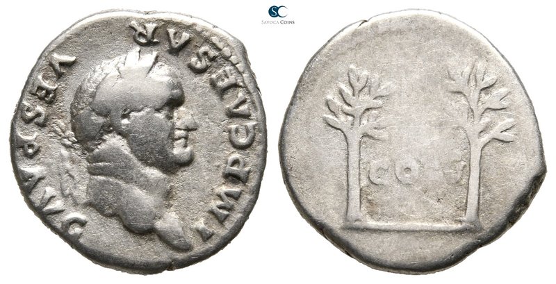 Vespasian AD 69-79. Rome
Denarius AR

19 mm., 3,31 g.



very fine