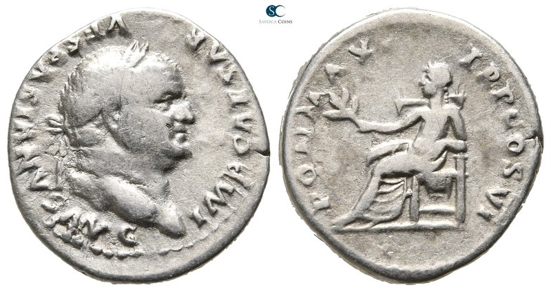Vespasian AD 69-79. Rome
Denarius AR

20 mm., 3,26 g.



very fine