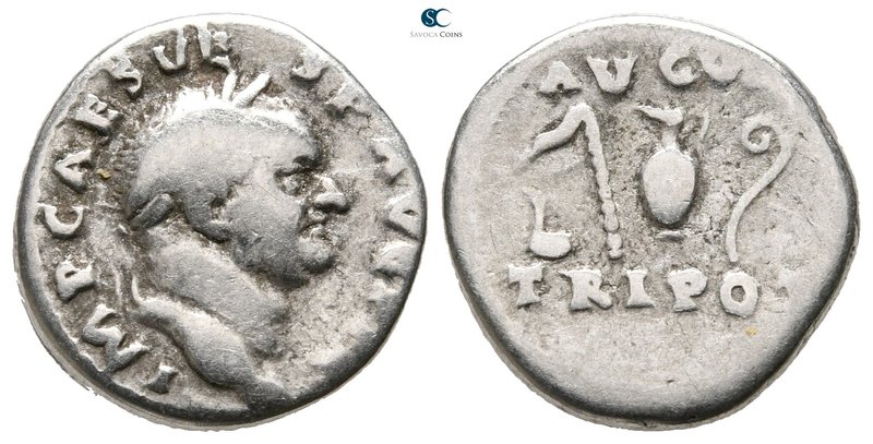 Vespasian AD 69-79. Rome
Denarius AR

18 mm., 3,14 g.



very fine