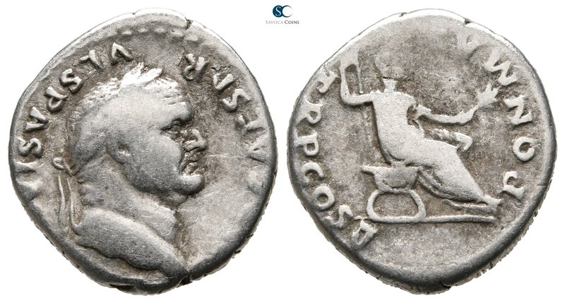Vespasian AD 69-79. Rome
Denarius AR

20 mm., 2,84 g.



very fine