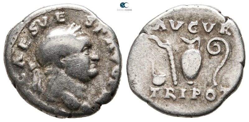Vespasian AD 69-79. Rome
Denarius AR

19 mm., 2,48 g.



very fine