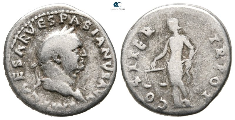 Vespasian AD 69-79. Rome
Denarius AR

20 mm., 3,09 g.



very fine