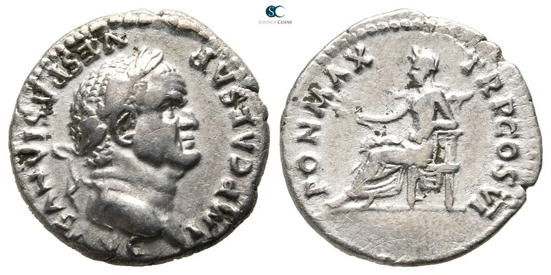 Vespasian AD 69-79. Rome
Denarius AR

19 mm., 3,26 g.



very fine