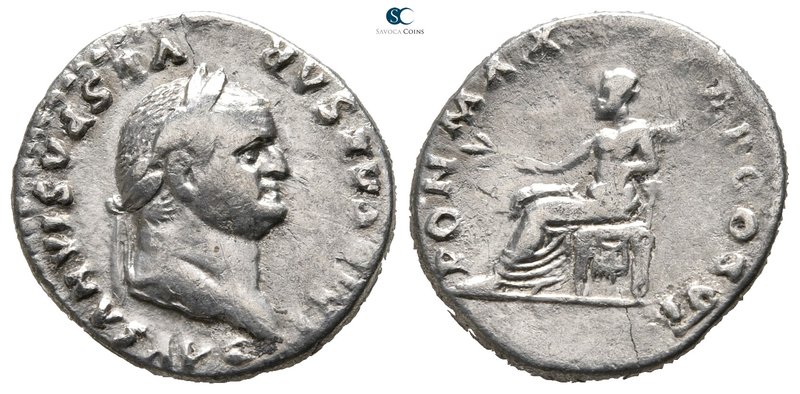Vespasian AD 69-79. Rome
Denarius AR

18 mm., 2,63 g.



very fine